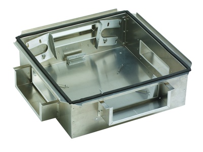 Зональная коробка 610mm x 610mm h=305 mm для установки под фальшполом с направляющими для установки панелей 2х5RU, материал: алюминий, цвет: серебряный