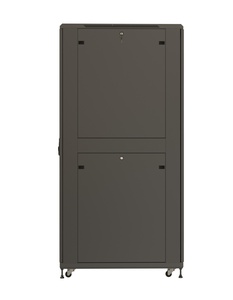 Hyperline TTR-3288-DD-RAL9005 Шкаф напольный 19-дюймовый, 32U, 1610x800х800 мм (ВхШхГ), передняя и задняя распашные перфорированные двери (75%), ручка с замком, 2 вертикальных кабельных органайзера, цвет черный (RAL 9005) (разобранный)