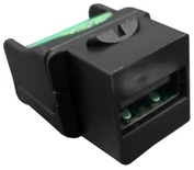 Hyperline KJ1-USB-A2-SCRW-BK Проходной соединитель Keystone Jack USB 2.0 (Type A) под винт, ROHS, черный