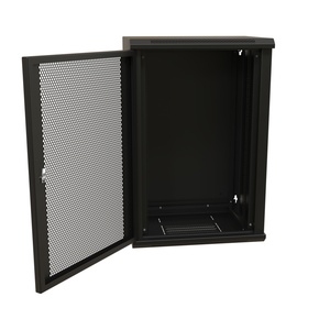Шкаф настенный 19-дюймовый (19"), 22U, 1086x600х600мм, металлическая передняя дверь с замком, две боковые панели, цвет черный (RAL 9004) (разобранный)