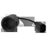 Шнур переходной, вилка C14 - розетка Schuko, 3х0.75, 220В, 10А, черный, 0.2 метра