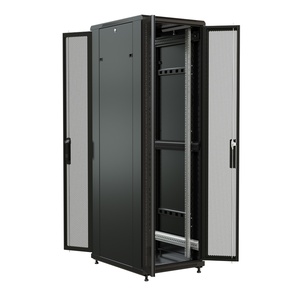 Шкаф напольный 19-дюймовый, 27U, 1388x600х1000 мм (ВхШхГ), передняя и задняя распашные перфорированные двери (75%), цвет черный (RAL 9004) (разобранный)