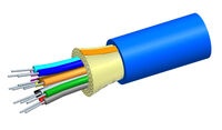 Внутренний оптический кабель, кол-во волокон: 12, Тип волокна: OM3 LazrSPEED® 300 буфер 900мк, Конструкция: ODC, Изоляция: LSZH, EuroClass: Dca, Диаметр: 6,07 мм, -20 - +70 град., цвет: синий
