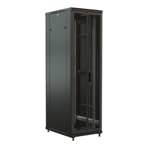 Шкаф напольный 19-дюймовый, 22U, 1166x600х800 мм (ВхШхГ), передняя и задняя распашные перфорированные двери (75%), цвет черный (RAL 9004) (разобранный)
