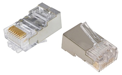 MP-88S-R-1: Экранированная модульная вилка RJ45 8-поз./8-конт. Cat.5; для круглого кабеля D:4,83-5,08 d:0,86-0,99 AWG:26-24; уп.: 100шт.