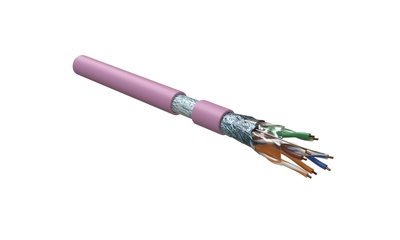 Hyperline FUTP4-C5E-S24-IN-LSZH-PK-305 (305 м) Кабель витая пара F/UTP, Cat.5e, 4 пары (24 AWG), одножильный(solid), экран - фольга, LSZH, нг(А)-HF, –20°C – +75°C, розовый - гарантия:15 лет компонентная, 25 лет системная