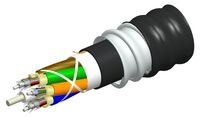 Универсальный распределительный оптический кабель, волокон: 2, Тип волокна: G.652.D and G.657.A1, конструкция: кабель до 12 волокон с центральным силовым элементом и кевларом, изоляция промежуточная - LSZH, бронирование алюминиевой лентой, изоляция внешняя - LSZH UV stabilized Riser, EuroClass: B2ca, диаметр: 12,8 мм, -40 - +70 град., цвет: чёрный