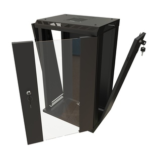 Hyperline TDB-9U-GP-RAL9004 Шкаф настенный 10'', 9U, 499,5х390х300, уст. размер 254 мм, со стеклянной дверью, открывающиеся стенки, возможность установки вентилятора, цвет черный (RAL 9004) (собранный)