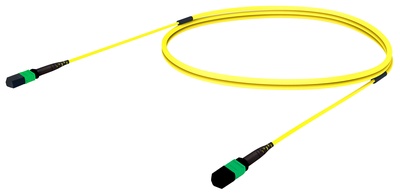 Претерминированный кабель 12 волокон G.652.D and G.657.A1 , OS2 TeraSPEED® MPO12(f)/MPO12(m), изоляция: LSZH, EuroClass B2ca, t=-10-+60 град., цвет: жёлтый