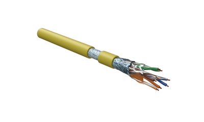 Hyperline FUTP4-C5E-S24-IN-LSZH-YL-305 (305 м) Кабель витая пара F/UTP, Cat.5e, 4 пары (24 AWG), одножильный(solid), экран - фольга, LSZH, нг(А)-HF, –20°C – +75°C, желтый - гарантия:15 лет компонентная, 25 лет системная