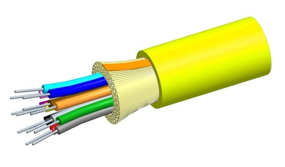 Внутренний оптический кабель, кол-во волокон: 2, Тип волокна: G.652.D and G.657.A1 TeraSPEED® буфер 900мк, конструкция: ODC, изоляция: Riser, диаметр: 3,91 мм, -20 - +70 град., цвет: жёлтый
