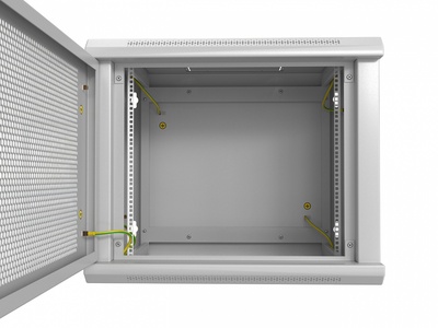 Hyperline TWL-1266-SR-RAL7035 Шкаф настенный 19-дюймовый (19"), 12U, 650x600х600мм, металлическая дверь, несъемные стенки, 1 пара профилей, цвет серый (RAL 7035) (собранный)