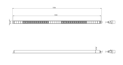 Hyperline SHE-20IEC-4BIEC-3PVB Блок розеток, вертикальный, 20 розеток IEC320 C13, 4 розетки IEC320 C19, кабель питания 3м (3х4.0мм2) с вилкой IEC 60309 32A (2P+E), 250В, 1700x44.4x44.4 мм (ДхШхВ), корпус алюминий, черный