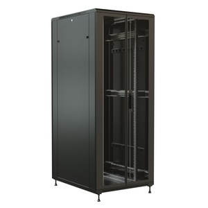 Шкаф напольный 19-дюймовый, 42U, 2055x800х1000 мм (ВхШхГ), передняя и задняя распашные перфорированные двери (75%), цвет черный (RAL 9004) (разобранный)
