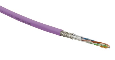 Hyperline SFUTP4-C5E-S24-IN-LSZH-PK-305 (305 м) Кабель витая пара SF/UTP, Cat.5e, 4 пары (24 AWG), одножильный (solid), экран - фольга + медная оплетка, LSZH, –20°C – +75°C, розовый - гарантия:15 лет компонентная, 25 лет системная