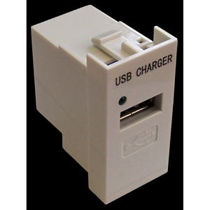Модуль USB-зарядки, 1 порт, без выключателя, 1A/5V, 22.5x45, цвет: белый