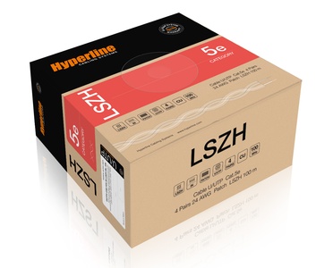 Hyperline UUTP4-C5E-P24-IN-LSZH-PK-305 (305 м) Кабель витая пара, неэкранированная U/UTP, Cat.5e, 4 пары (24 AWG), многожильный (patсh), LSZH, нг(А)-HF, -20°C – +75°C, розовый