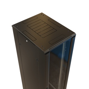 Шкаф напольный 19-дюймовый, 32U, 1610х600х1000 мм (ВхШхГ), передняя стеклянная дверь со стальными перфорированными боковинами, задняя дверь сплошная, цвет черный (RAL 9004) (разобранный)