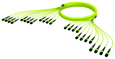 Претерминированный кабель LazrSPEED® WideBand OM5 12xMPO12(f)/12xMPO12(f), изоляция: LSZH, EuroClass B2ca, t=-10-+60 град., цвет: lime, Длина м.: 5