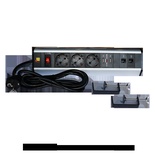Блок розеток настольный, 1-фазный с выключателем, 16A / 250V, 3xSchuko + 2 USB + 2 порта RJ-45 кат.6, шнур 2.0м, вилка Schuko