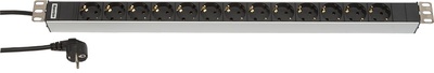 Hyperline SHT-13SH-2.5EU Блок розеток, вертикальный, 13 розеток Schuko, кабель питания 2.5м (3х1.5мм2) с вилкой Schuko 16A, 250В, 668x44.4x44.4мм (ДхШхВ), копрус алюминий