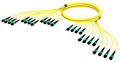 Претерминированный кабель 144 волокон MPOptimate® ULL OS2 G.657.A2 12хMPO12(m)/12хMPO12(m), APC, UltraLowLoss, изоляция: Plenum, Полярность: метод А, t=-10-+60 град., цвет: жёлтый