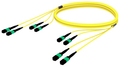 Претерминированный кабель 48 волокон MPOptimate® ULL OS2 G.657.A2 4xMPO12(f)/4xMPO12(f), APC, UltraLowLoss, изоляция: LSZH, Полярность: метод А, t=-10-+60 град., цвет: жёлтый