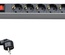 Hyperline SHT19-6SH-S-2.5EU Блок розеток для 19" шкафов, горизонтальный, 6 розеток Schuko, выключатель с подсветкой, кабель питания 2.5м (3х1.5мм2) с вилкой Schuko 16A, 250В, 482.6x44.4x44.4мм (ШхГхВ), корпус алюминий