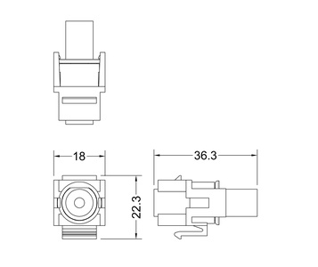 Вставка формата Keystone Jack с проходным адаптером TRS 3.5 мм, ROHS, белая