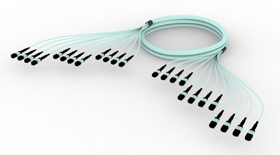 Претерминированный кабель 144 волокна OM4 LazrSPEED® 550 12xMPO12(f)/12xMPO12(m), изоляция: LSZH, EuroClass B2ca, t=-10-+60 град., цвет: бирюзовый