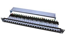 Hyperline PP3-19-24-8P8C-C5E-SH-110D Коммутационная панель 19", 1U, 24 порта RJ45 полн. экран., Cat.5e, Dual IDC, ROHS, цвет черный