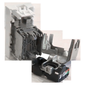 Вставка Mosaic 22.5x45, RJ-45 STP, кат.5e, со шторкой и увеличенным окном маркировки, цвет: белый
