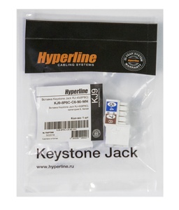 Hyperline KJ9-8P8C-C6-90-WH Гнездо Keystone Jack RJ45, категория 6, белое