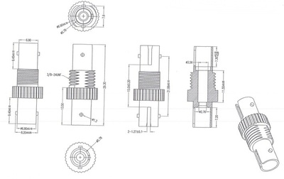 Hyperline FA-S00Z-ST/ST-N/BK-SL Оптический проходной соединитель ST-ST, SM/MM, simplex, корпус металл, черные колпачки