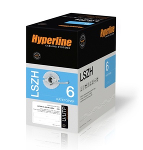 Hyperline UUTP4-C6-S23-IN-LSZH-BK-305 (305 м) Кабель витая пара U/UTP, категория 6, 4 пары (23 AWG), одножильный (solid), с разделителем, LSZH, нг(А)-HF, –20°C – +75°C, черный - гарантия:15 лет компонентная, 25 лет системная