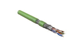 Hyperline SFUTP4-C5E-P26-IN-PVC-GN-305 (305 м) Кабель витая пара, экранированная SF/UTP, Cat.5e, 4 пары (26 AWG), многожильный (patch), экран - фольга + медная оплетка, PVC, –20°C – +75°C, зеленый