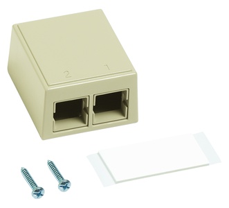 Настенная розеточная коробка M102 под гнездо М-серии, кол-во портов: 2, цвет: ivory