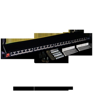 Патч-панель 19" компактная, экранированная, 24 порта RJ45, кат.6A, 0.5U, с задним органайзером