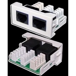 Вставка Mosaic 22.5x45 1xRJ45 Cat.5e + 1xRJ12 Cat.3, цвет: белый