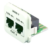 Двойная адаптерная вставка AMP CO™ Plus Cat.5E, Тип вставки: 2xRJ45 (2хISDN), цвет: белый (RAL 9010)