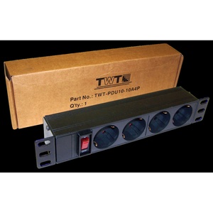 Блок розеток 10", 1-фазный с выключателем, 10A / 250V, 4xSchuko, без шнура питания, разъем C14