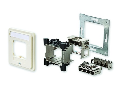 Розетка AMP CO™ Ultra DIN 68x68 мм, ввод кабеля: сверху, слева или справа, цвет: миндальный (RAL 1013)