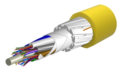Компактный универсальный оптический кабель, кол-во волокон: 24, Тип волокна: OS2 в буфере 250 микрон, Конструкция: волокна в 4x12 трубках без геля с диэлектрической защитой от грызунов, Изоляция: ULSZH, EuroClass: Eca, Диаметр: 11,5 мм, -10-+70 град., цвет: жёлтый, 2 км