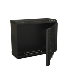 Hyperline TWS-0925-GP-RAL9004 Шкаф настенный 19-дюймовый (19"), 9U, 480х600х250, со стеклянной дверью, несъемные боковые панели, цвет черный (RAL 9004) (собранный)