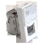 Вставка Mosaic 22.5x45, RJ-45 STP, кат.5e, со шторкой и увеличенным окном маркировки, цвет: белый