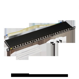 Патч-панель 19" компактная, экранированная, 24 порта RJ45, кат.6A, 0.5U, с задним органайзером