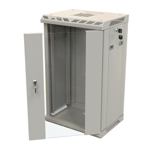 Hyperline TDB-9U-GP-RAL7035 Шкаф настенный 10'', 9U, 499,5х390х300, уст. размер 254 мм, со стеклянной дверью, открывающиеся стенки, возможность установки вентилятора, цвет серый (RAL 7035) (собранный)