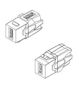 Hyperline KJ1-USB-VA3-BK Проходной соединитель формата Keystone Jack USB 3.0 (Type A), 90 градусов, ROHS, черный