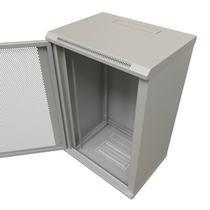 Шкаф настенный 19-дюймовый (19"), 18U, 908x600х450мм, перфорированная металлическая дверь с замком, цвет серый (RAL 7035) (разобранный)