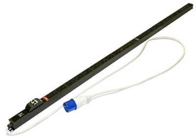 Hyperline SHE-36IEC-6BIEC-B-2.5PVB Блок розеток, вертикальный, 36 розеток IEC320 C13, 6 розеток IEC320 C19, автоматический выключатель, кабель питания 2.5м (3х4.0мм2) с вилкой IEC 60309 32A (2P+E), 250В, 1860x44.4x44.4мм (ДхШхВ), корпус алюминий, черный